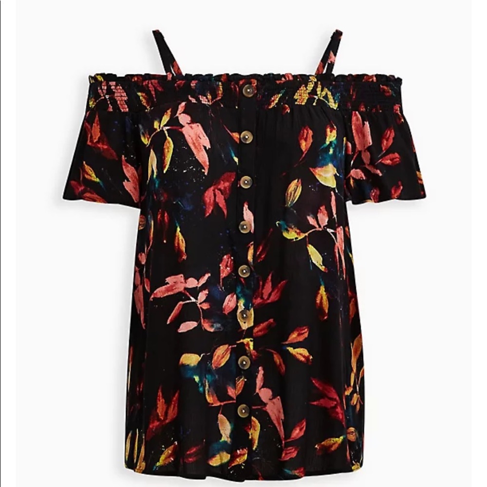 Smocked cold shoulder top
